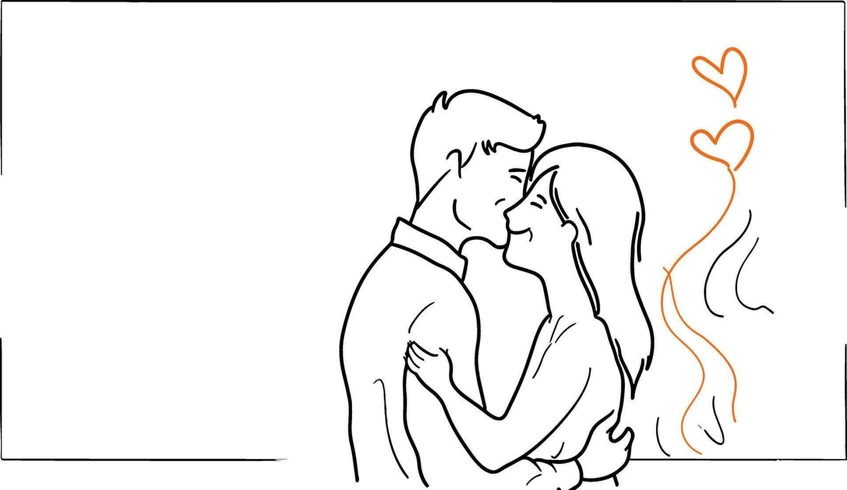 Romantic couple line art vector, Valentine concept, love illustration, romantic partners, relationship art, Valentine's Day graphic, romantic silhouette, couple in love, dating concept vector