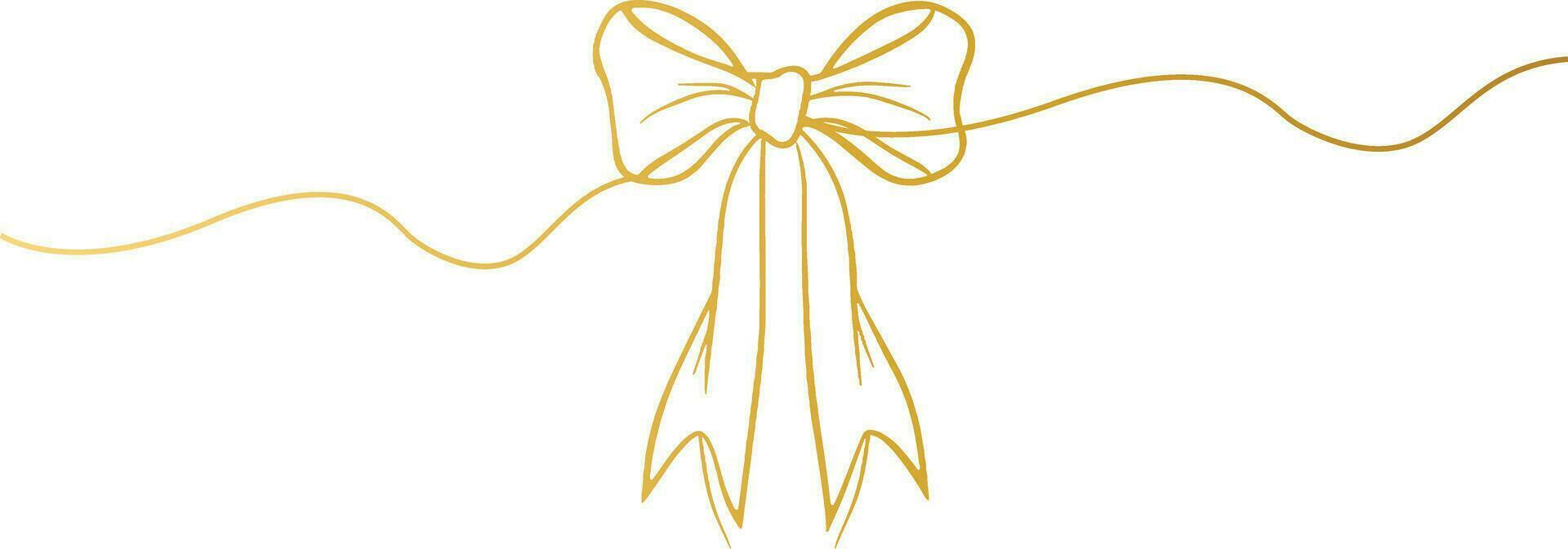 bows on gift Ribbon line art style vector, Banner ribbon, golden Flat banner ribbon for decorative design, Web banner, packaging, ornamental bow ribbon, present wrapping, craft, decorative element vector