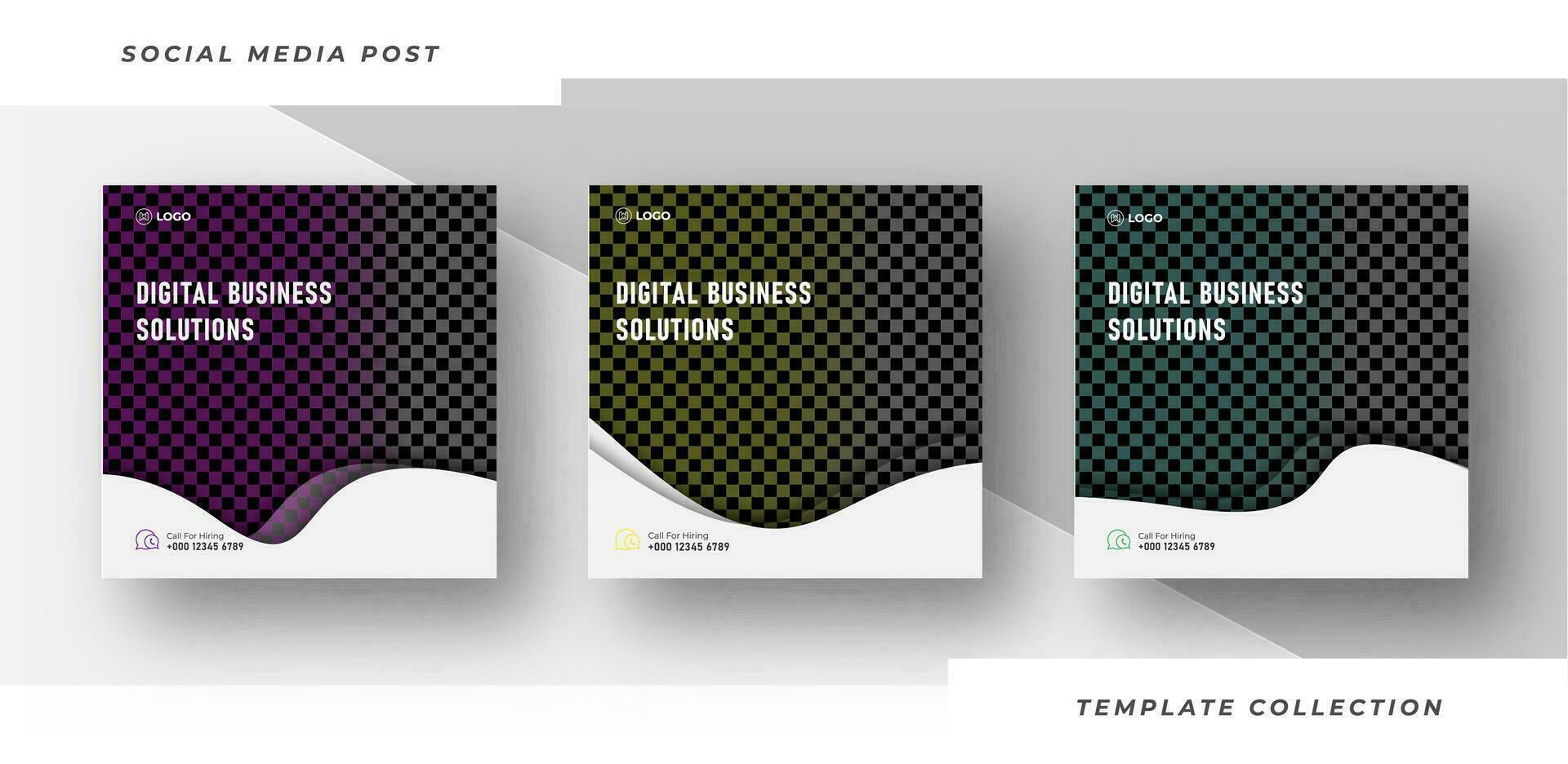 Digital business solutions marketing Webinar Social Media Post Design Template. Pro Vector