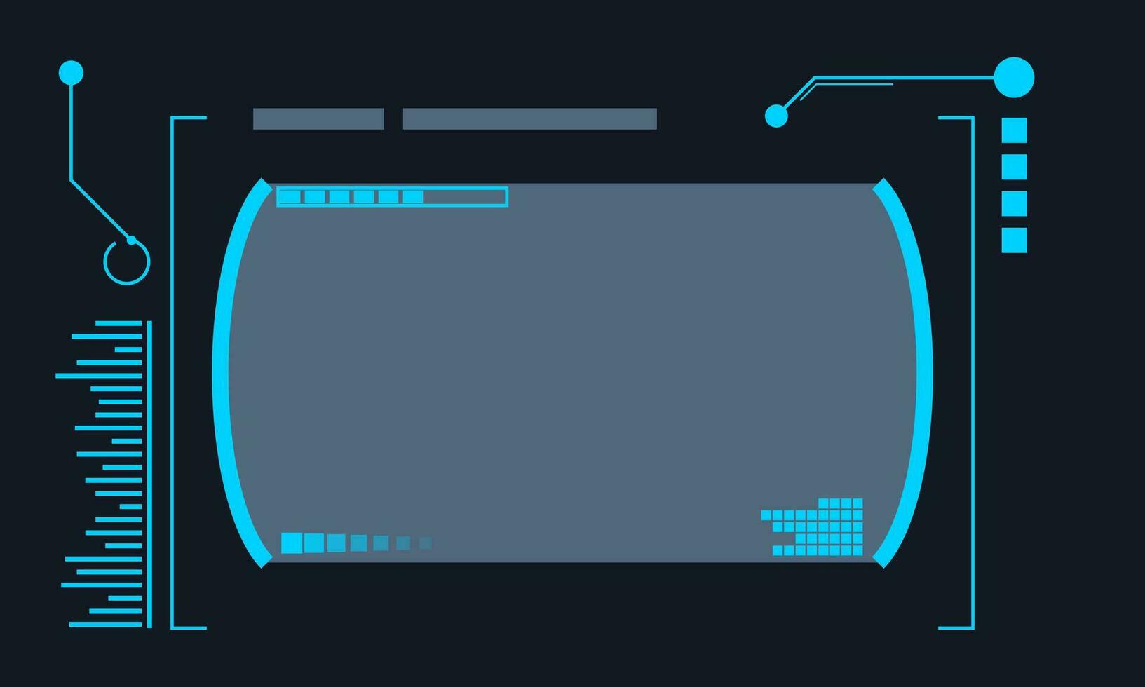 Futuristic interface ui elements. Holographic hud user interface elements, high tech bars and frames. Hud interface icons vector illustration set. Circle and rectangular shape borders