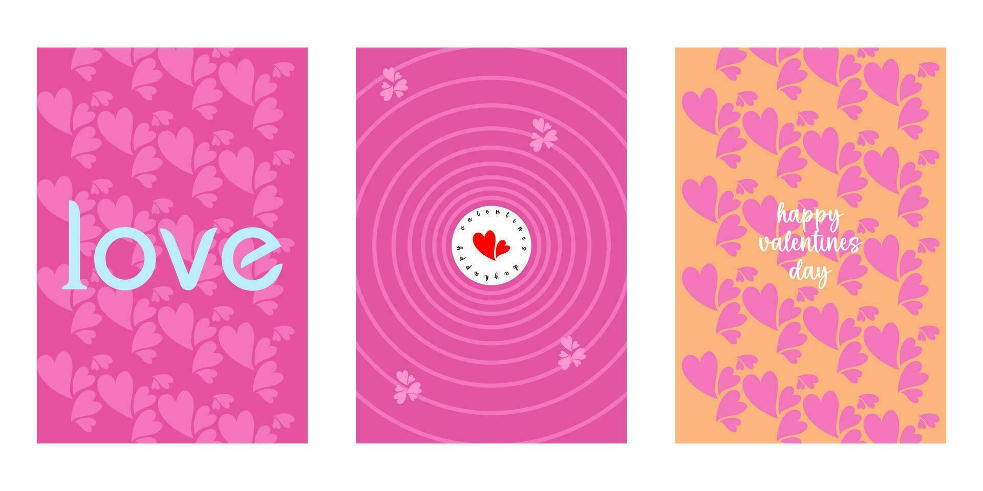 Creative concept of Happy Valentines Day cards set. Modern abstract art design with hearts, geometric and liquid shapes. Templates for celebration, ads, branding, banner, cover, label, poster, sales vector