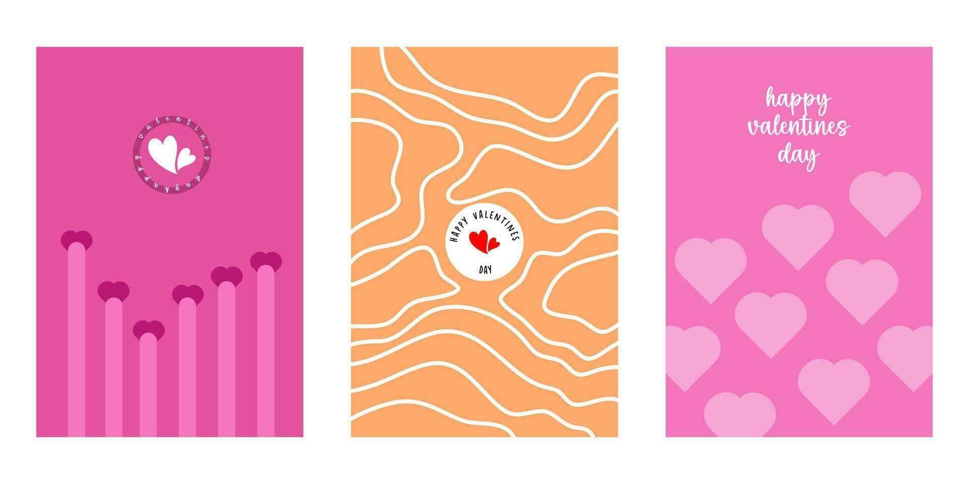 creativo concepto de contento san valentin día tarjetas colocar. moderno resumen Arte diseño con corazones, geométrico y líquido formas plantillas para celebracion, anuncios, marca, bandera, cubrir, etiqueta, póster, ventas vector