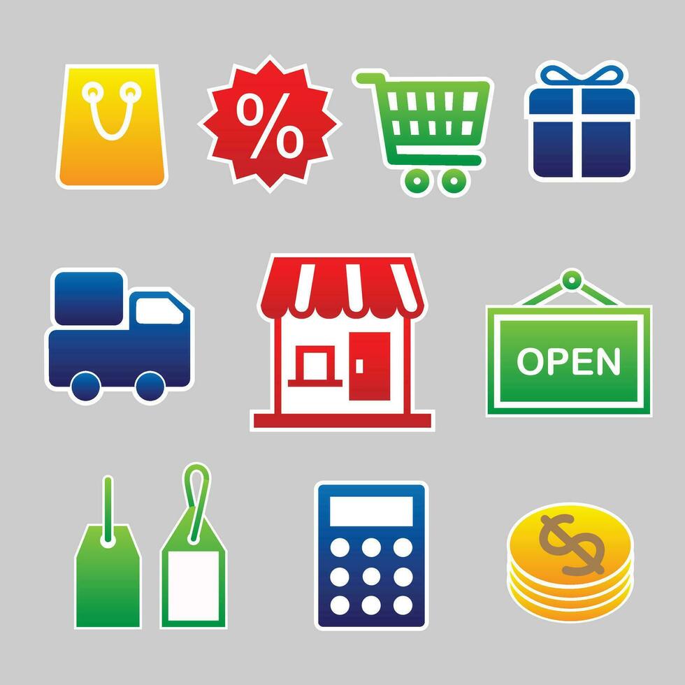 set shopping online icons design vector