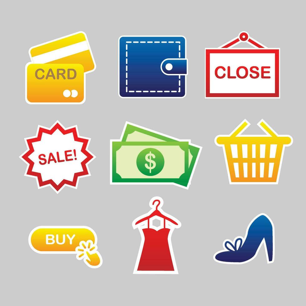 set shopping online icons design vector