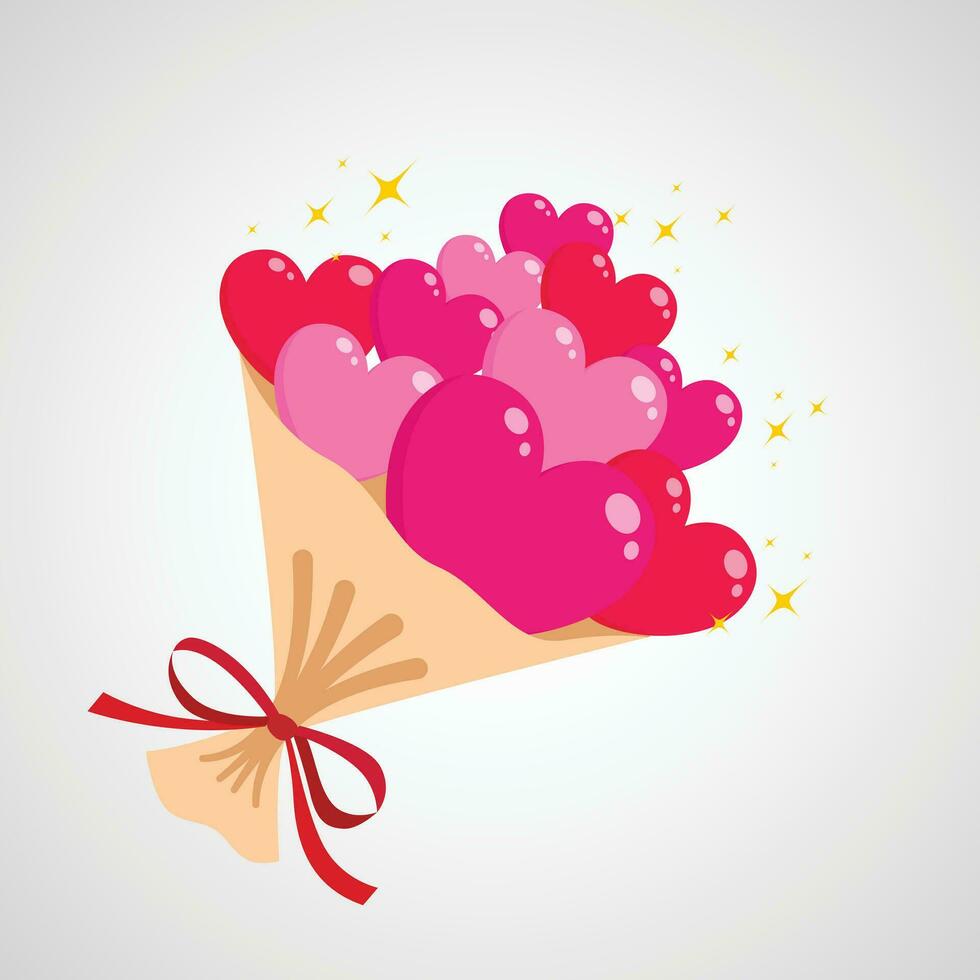 bunch of flowers pink red heart for decorate valentine wedding love celebrate festival cute design vector