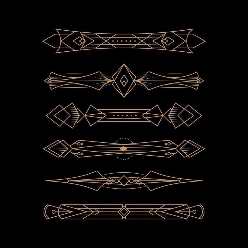 Set of art deco line illustration vector