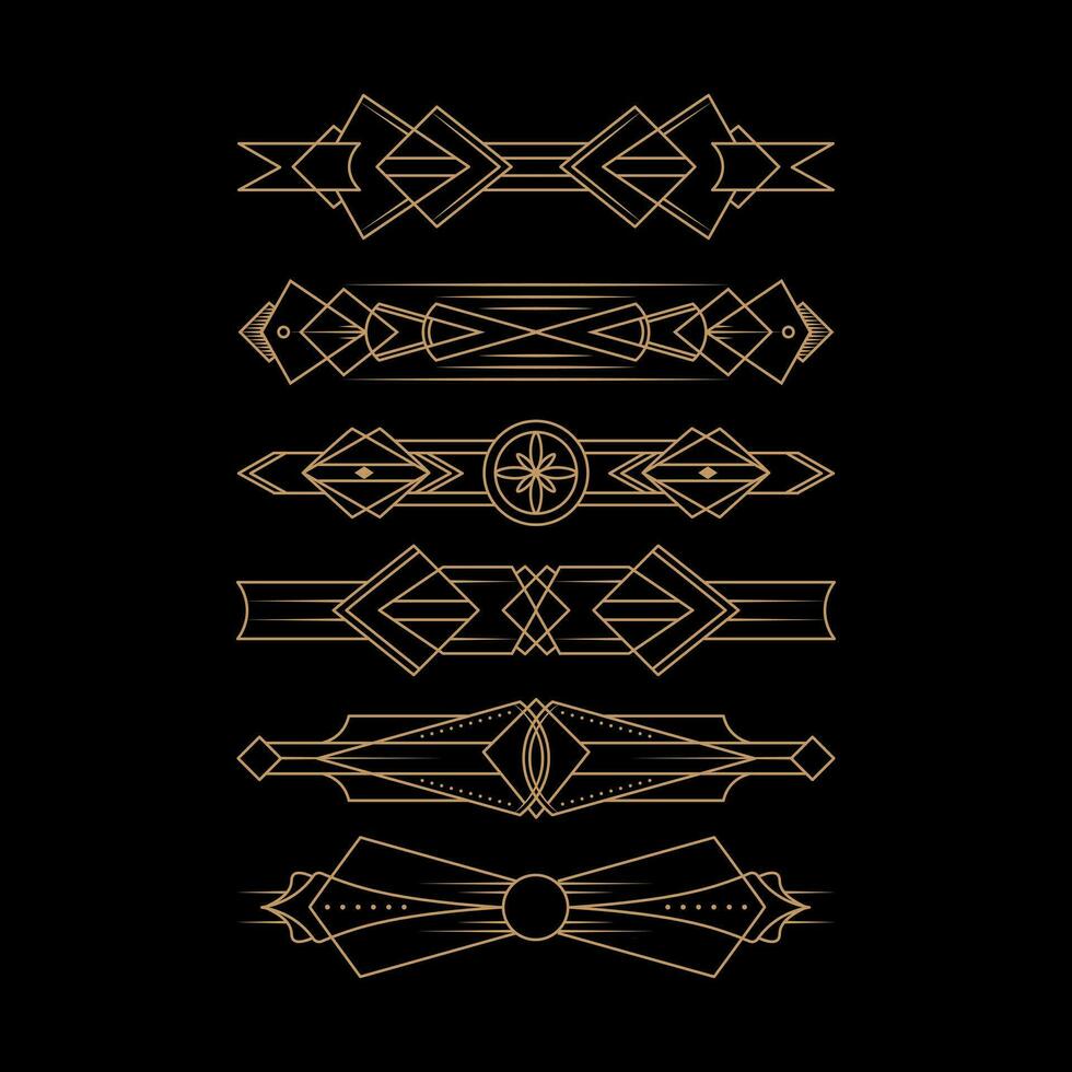 Set of art deco line illustration vector