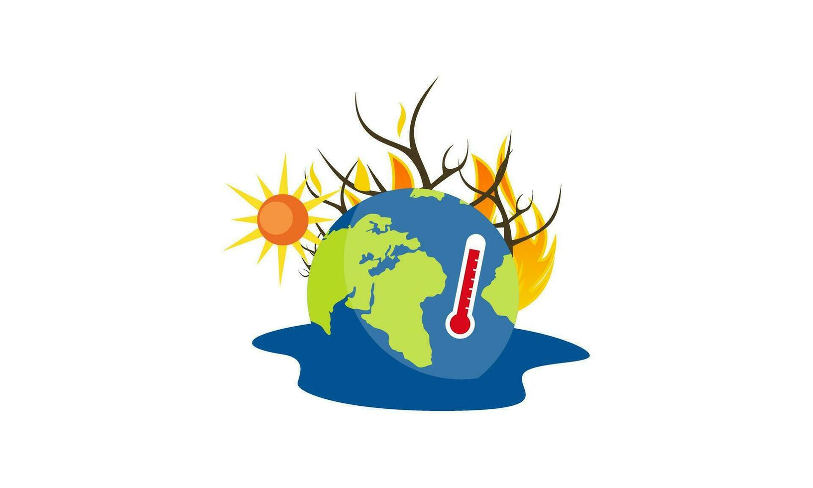 Global warming illustration, environment pollution, global warming heating impact concept vector