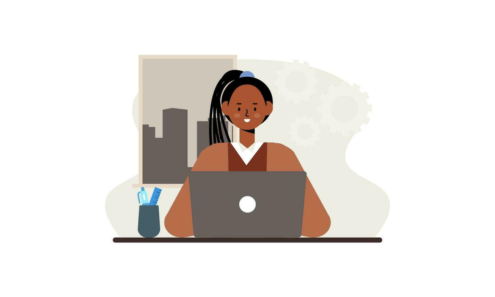 African office employee character illustration vector