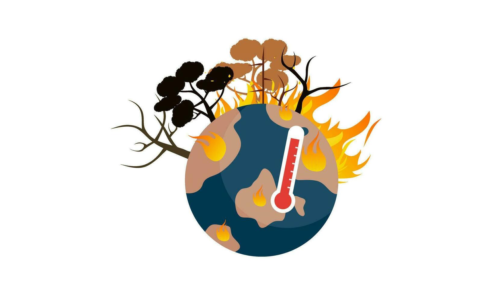 Global warming illustration, environment pollution, global warming heating impact concept vector