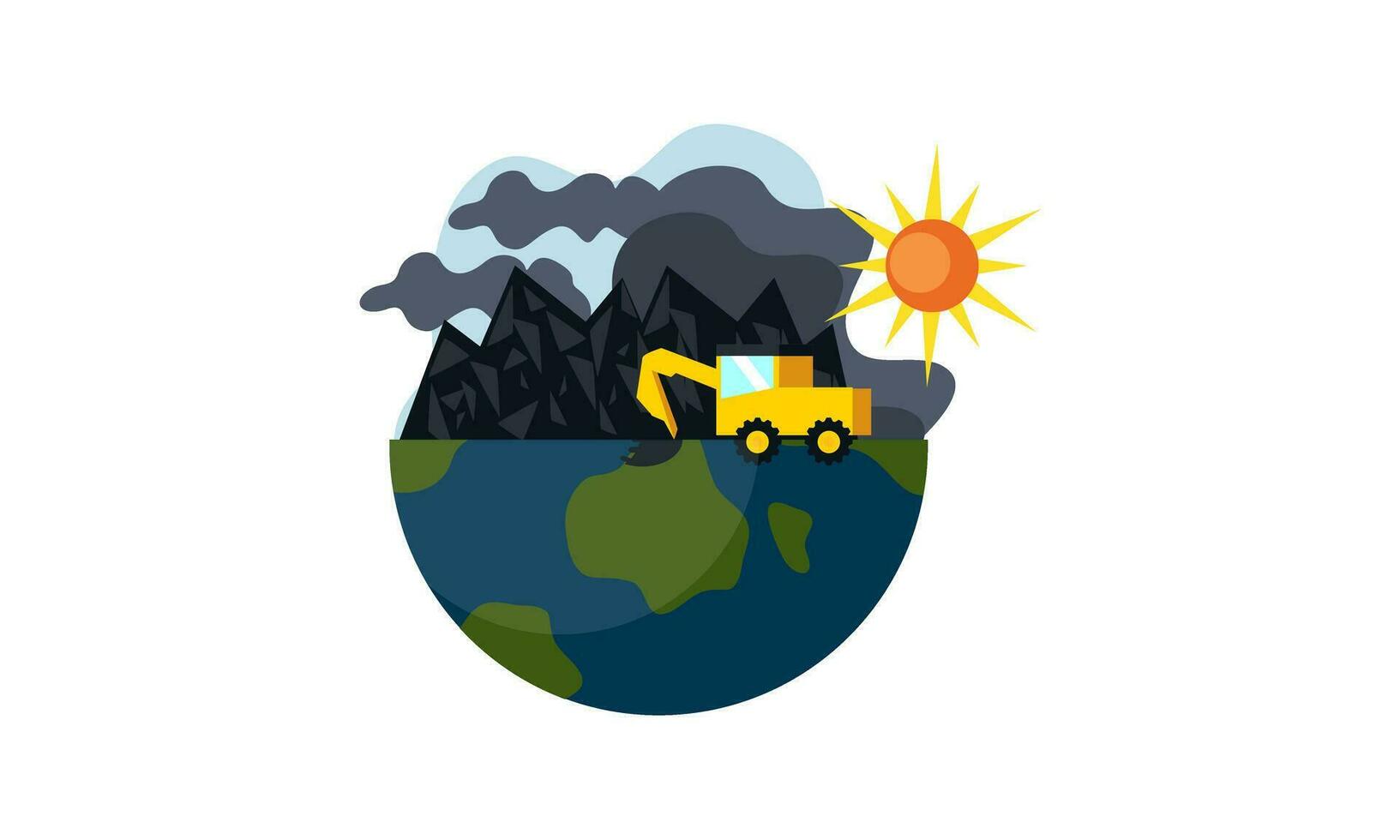 Global warming illustration, environment pollution, global warming heating impact concept vector