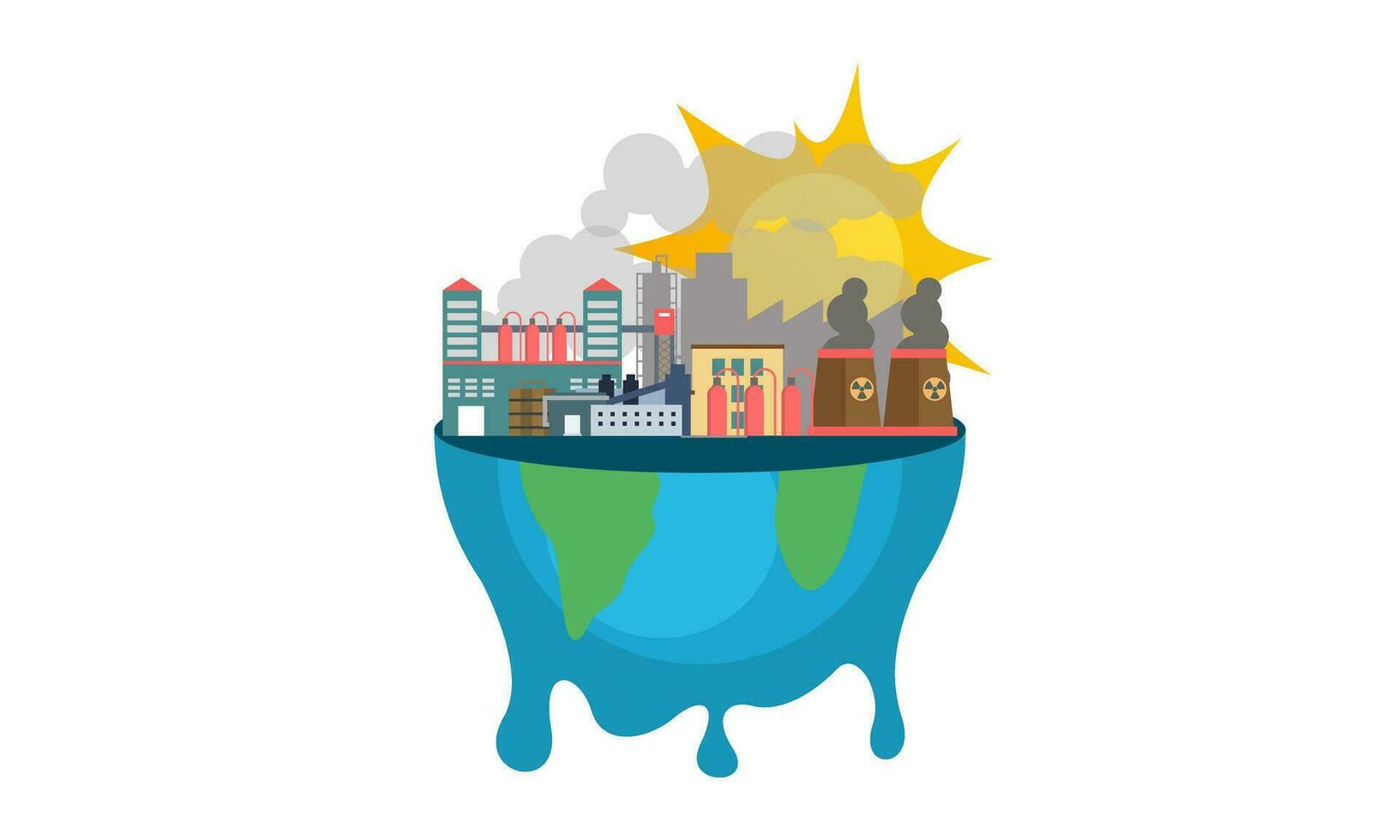 Global warming illustration, environment pollution, global warming heating impact concept vector