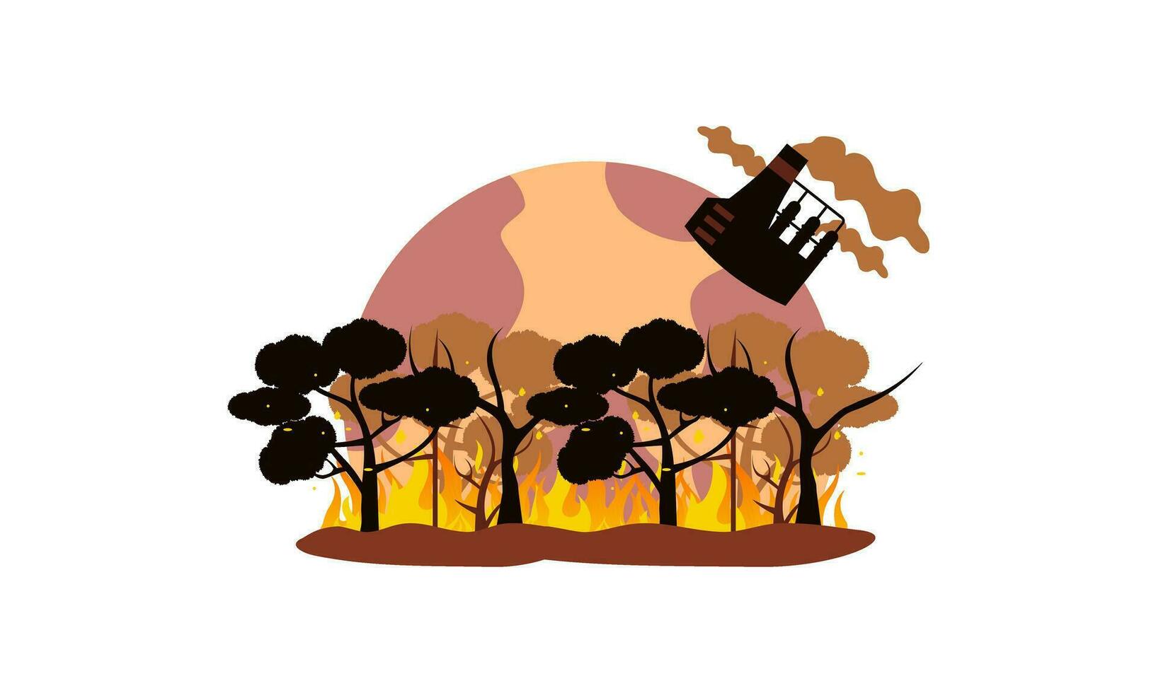 Global warming illustration, environment pollution, global warming heating impact concept vector