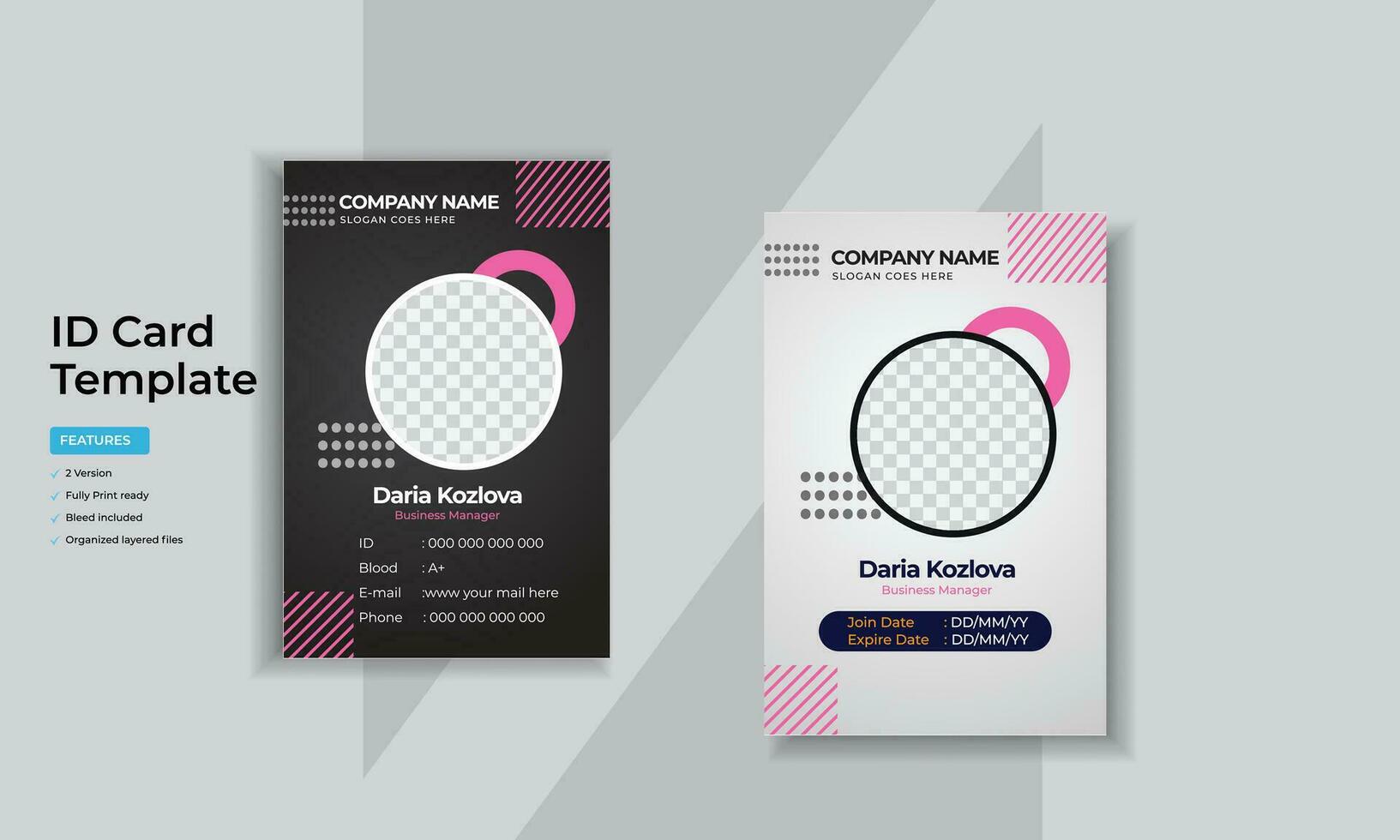 ID Card Template,Employee Id card,Creative Modern Id Card Template with premium vector identity card design.