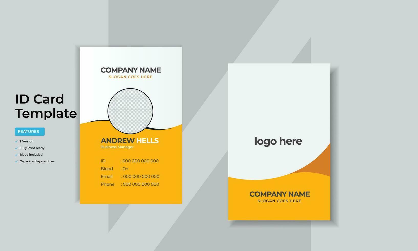 Employee Id card,Creative Modern Id Card Template with free vector identity card design.