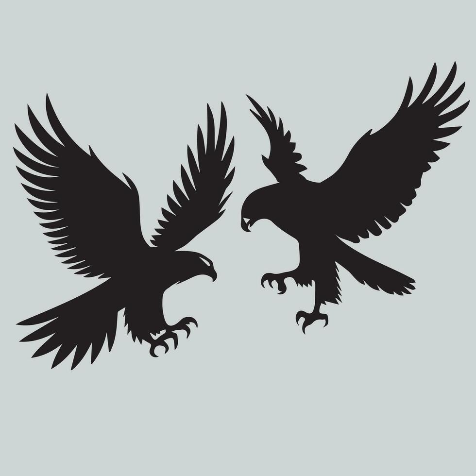 Pair of eagle isolated on a gray background. Vector illustration.