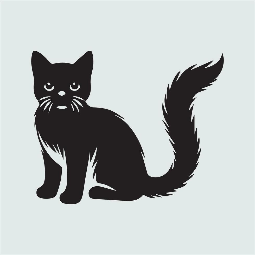 Black cat isolated on white background. Vector illustration