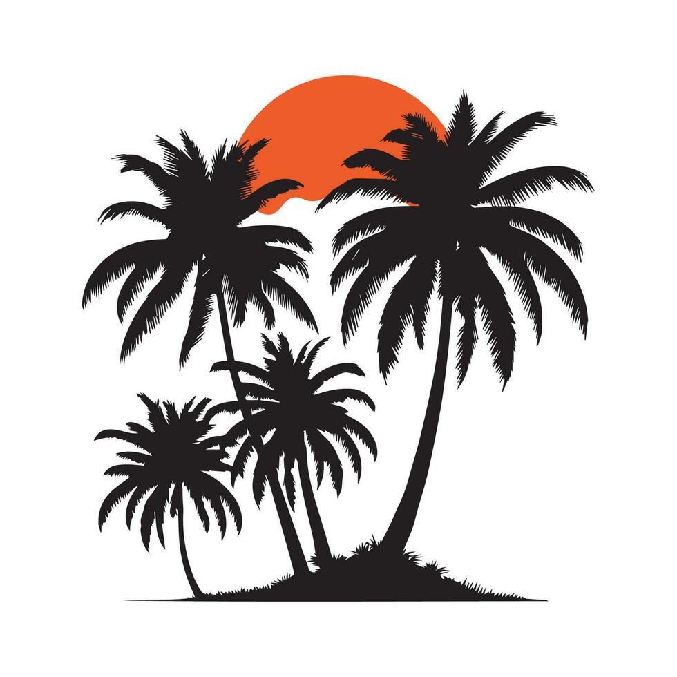 silueta de palma arboles en el isla. vector ilustración.