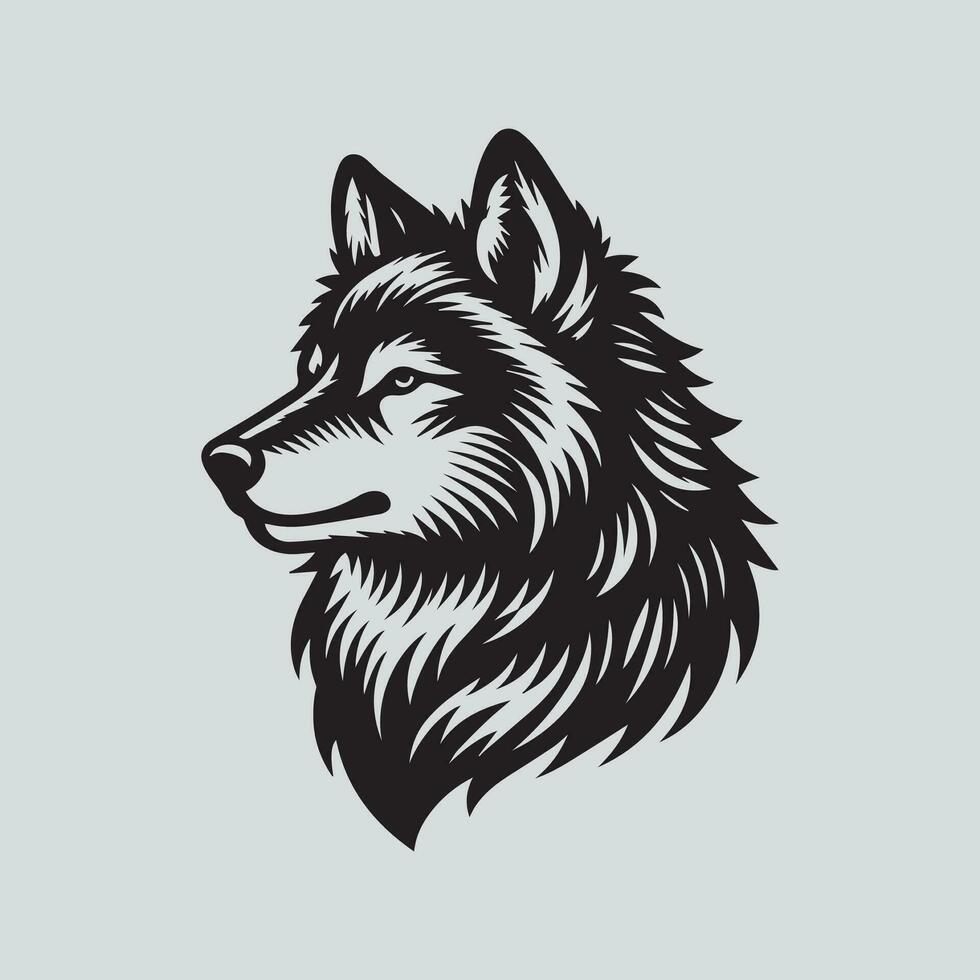 lobo cabeza aislado en gris antecedentes. vector ilustración para tu diseño.