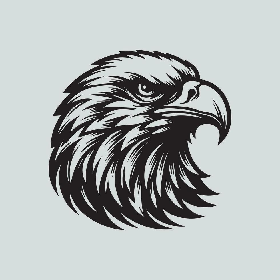 Eagle head isolated on gray background. Eagle head vector illustration.