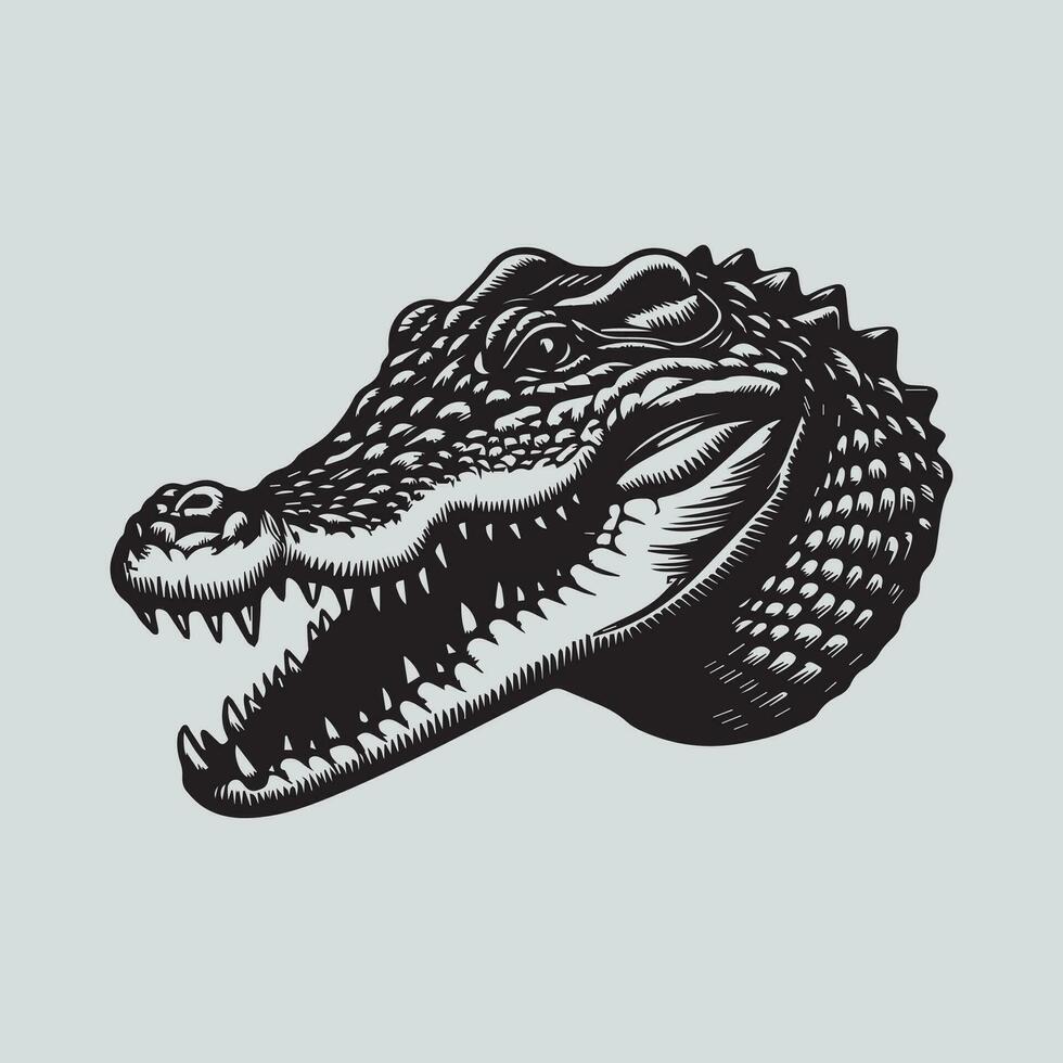 Crocodile head isolated on gray background. Vector illustration.