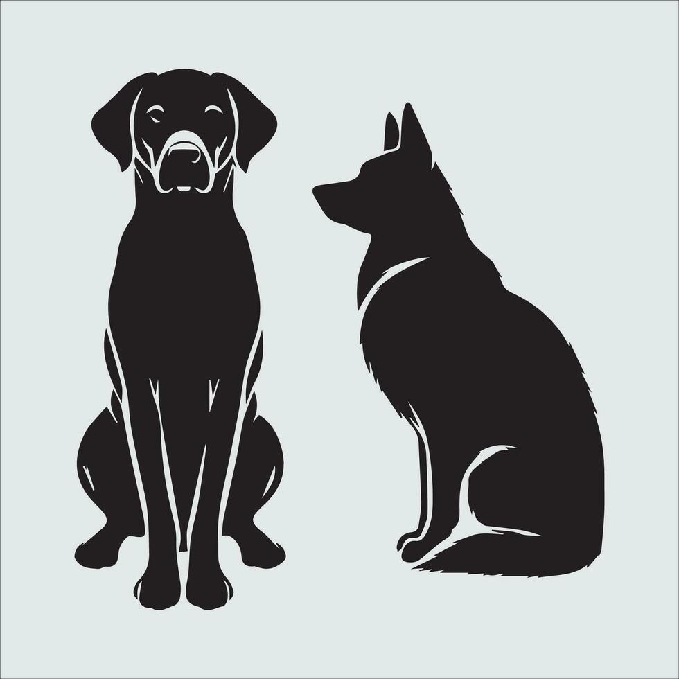 Vector image of a dog on a white background. Black silhouette.