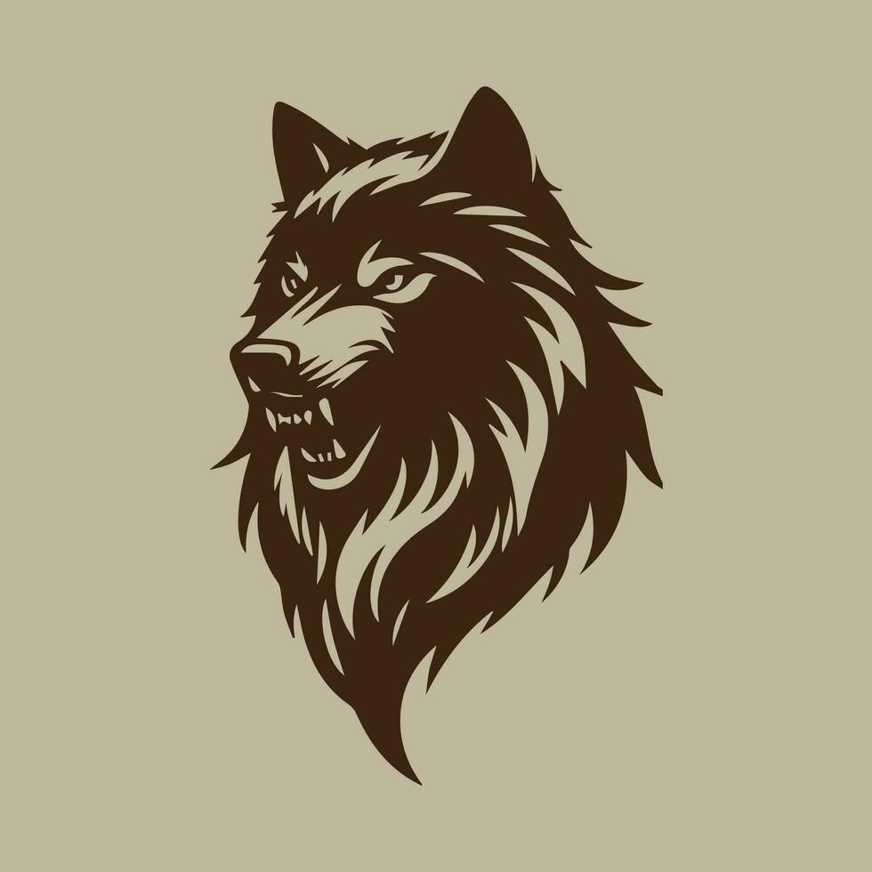 Wolf head vector illustration isolated on beige background. Vector illustration of wolf head