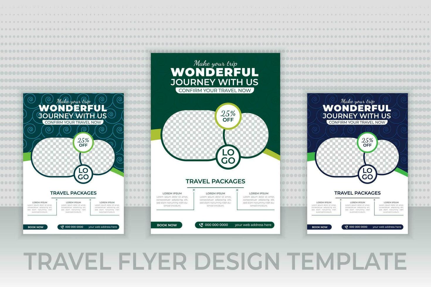 Tour and travel flyer template, traveling or summer beach travelling flyer social media post or web banner template design, Tourism business marketing flyer or poster with abstract digital background vector