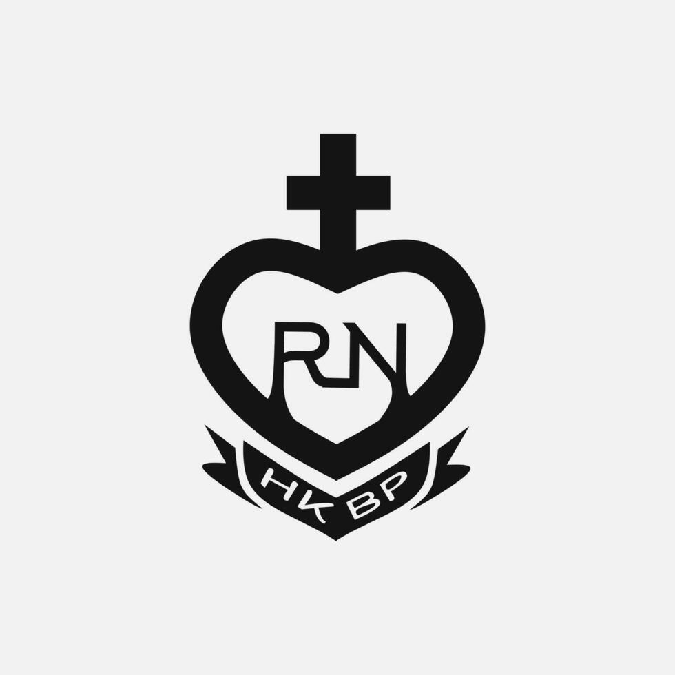 Church cross logo. Simple RN HKBP religion vector design. Isolated with soft background.