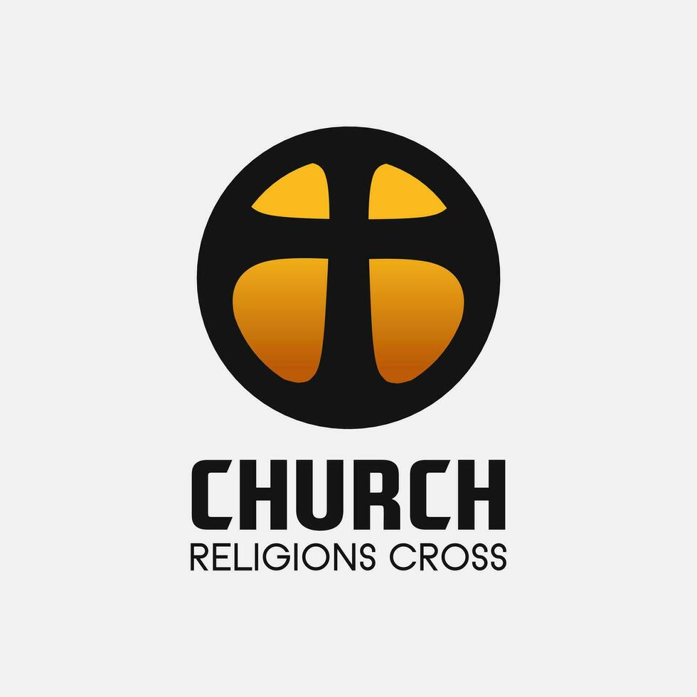 Church cross logo. Simple religion vector design. Isolated with soft background.