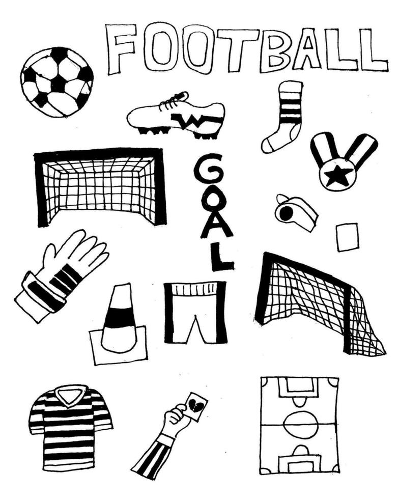 hand drawn football doodle illustration vector