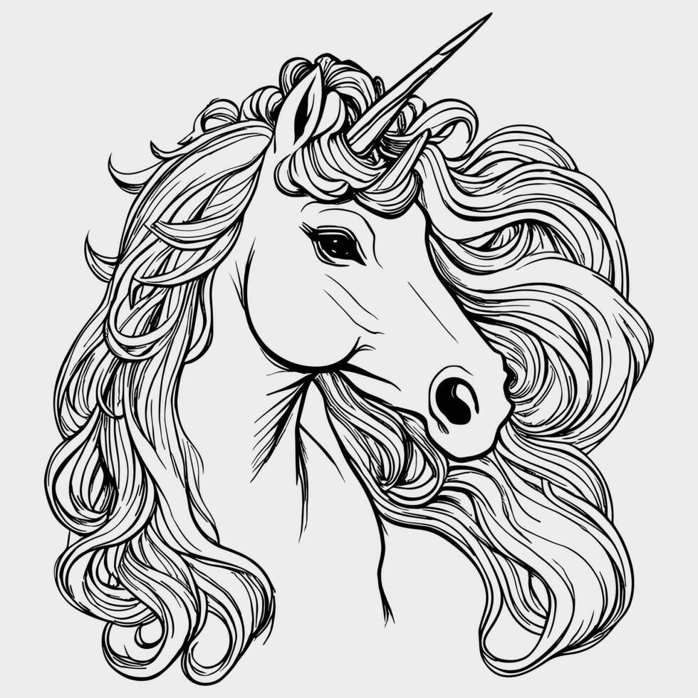 Magical Cute unicorn, Vector illustration of a unicorn head.