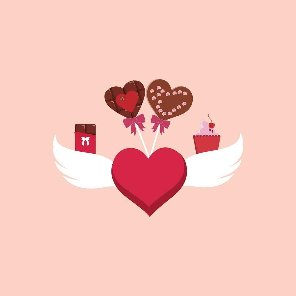 Romantic love elements. Valentine's day cute illustrations. Decorative love elements for festive design. Valentine icon vector. Different romantic objects vector