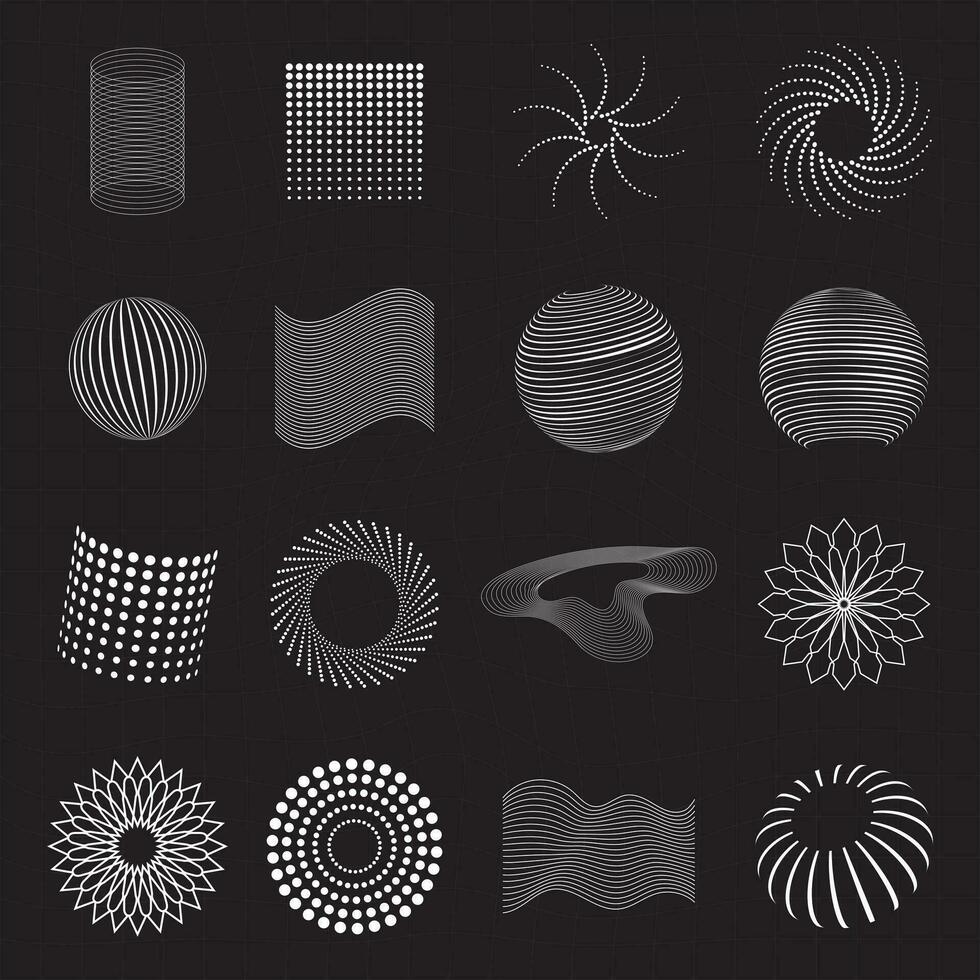 Collection of abstract elements y2k shapes vector