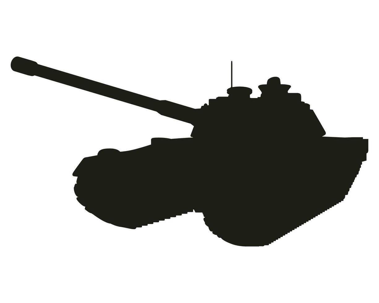 Main battle tank black silhouette. Armored fighting vehicle. Special military transport. vector