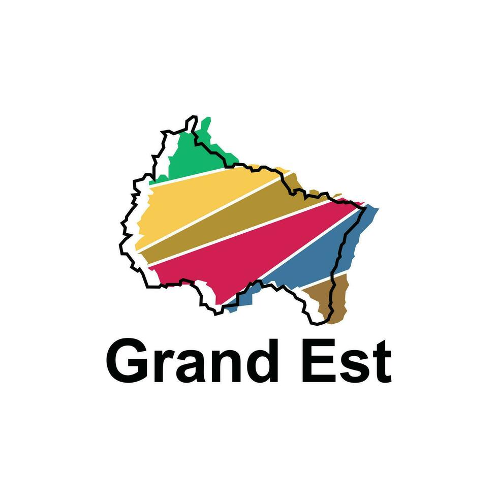 Map City of Grand Est, Vector isolated illustration of simplified administrative map of France. Borders and names of the regions. Colorful silhouettes