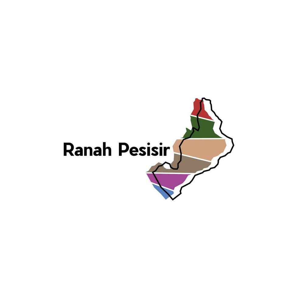 vector Map City of Ranah Pesisir modern outline, High detailed vector  illustration vector Design Template, suitable for your company
