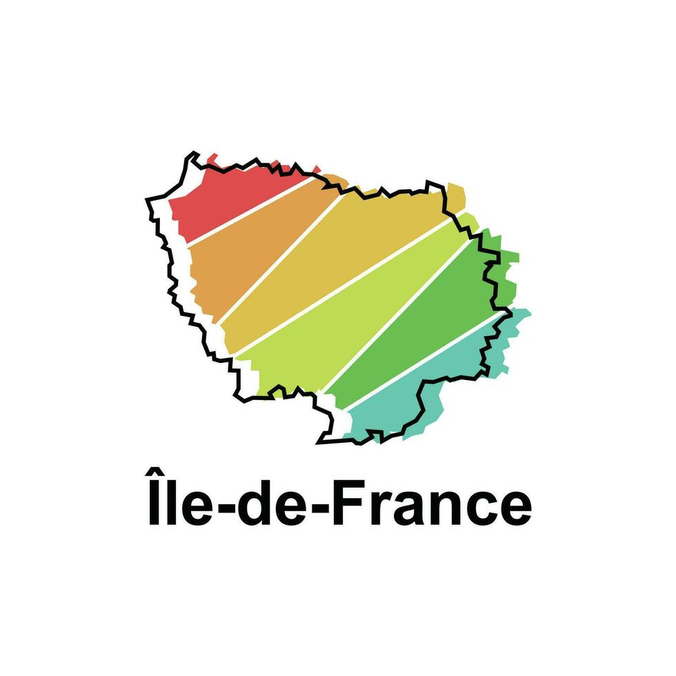 Map City of Ile de France, Vector isolated illustration of simplified administrative map of France. Borders and names of the regions. Colorful silhouettes