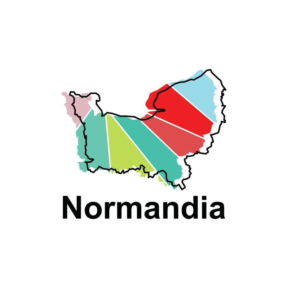 Map City of Normandia, Vector isolated illustration of simplified administrative map of France. Borders and names of the regions. Colorful silhouettes