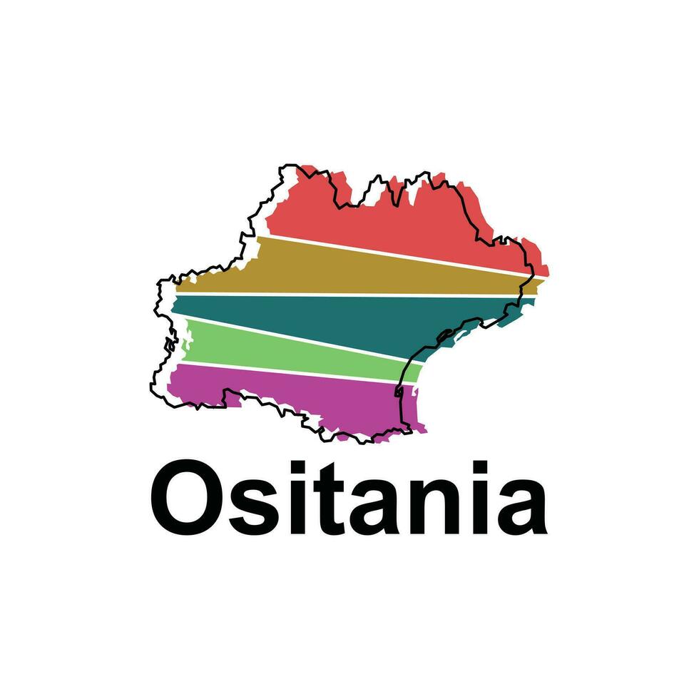 Map City of Ositania, Vector isolated illustration of simplified administrative map of France. Borders and names of the regions. Colorful silhouettes