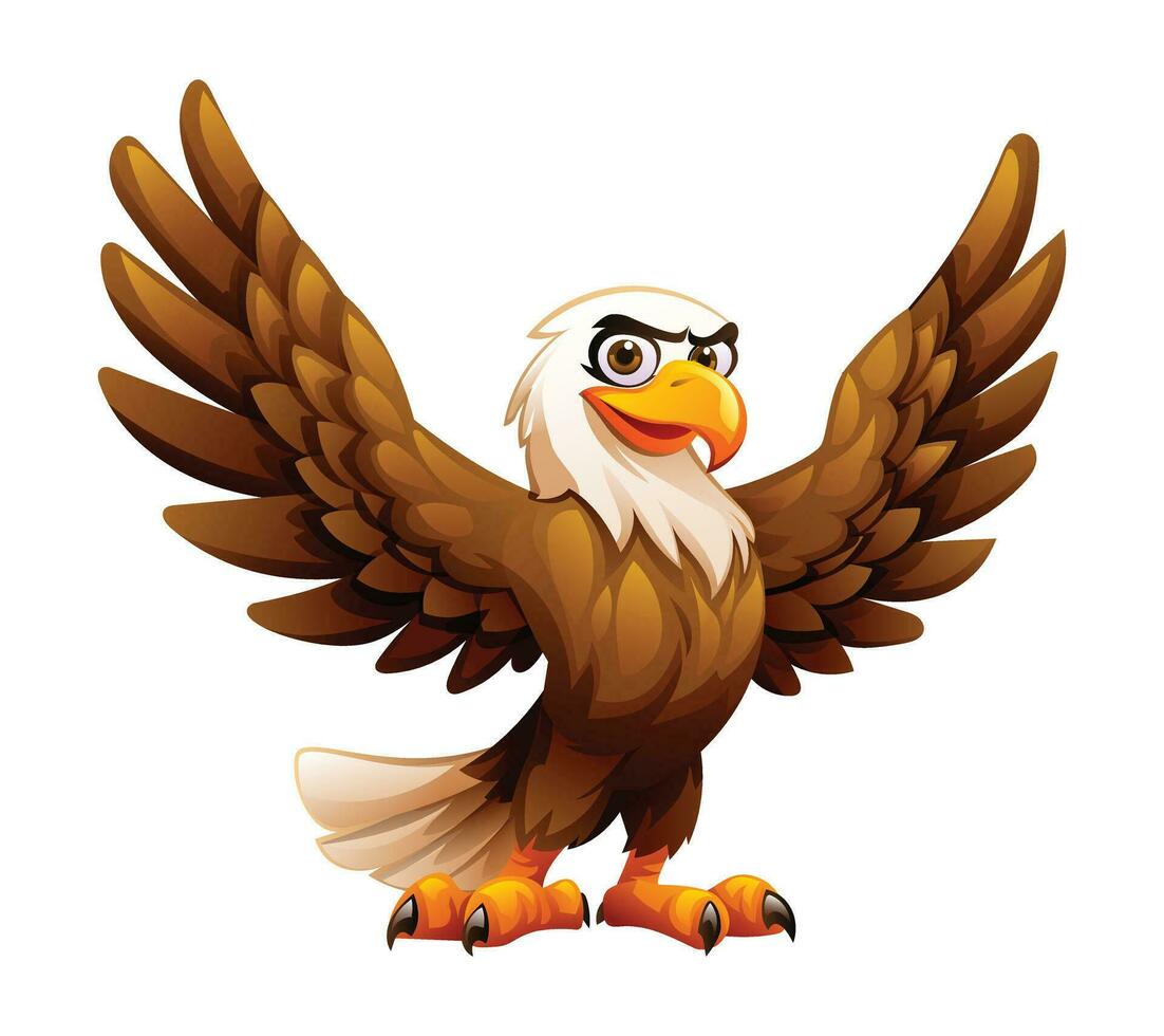 Cartoon eagle vector illustration isolated on white background
