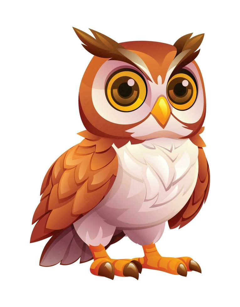 Owl cartoon vector illustration isolated on white background