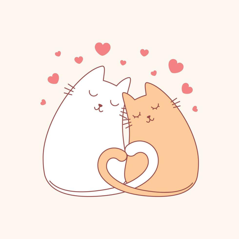 Valentine cats illustration vector