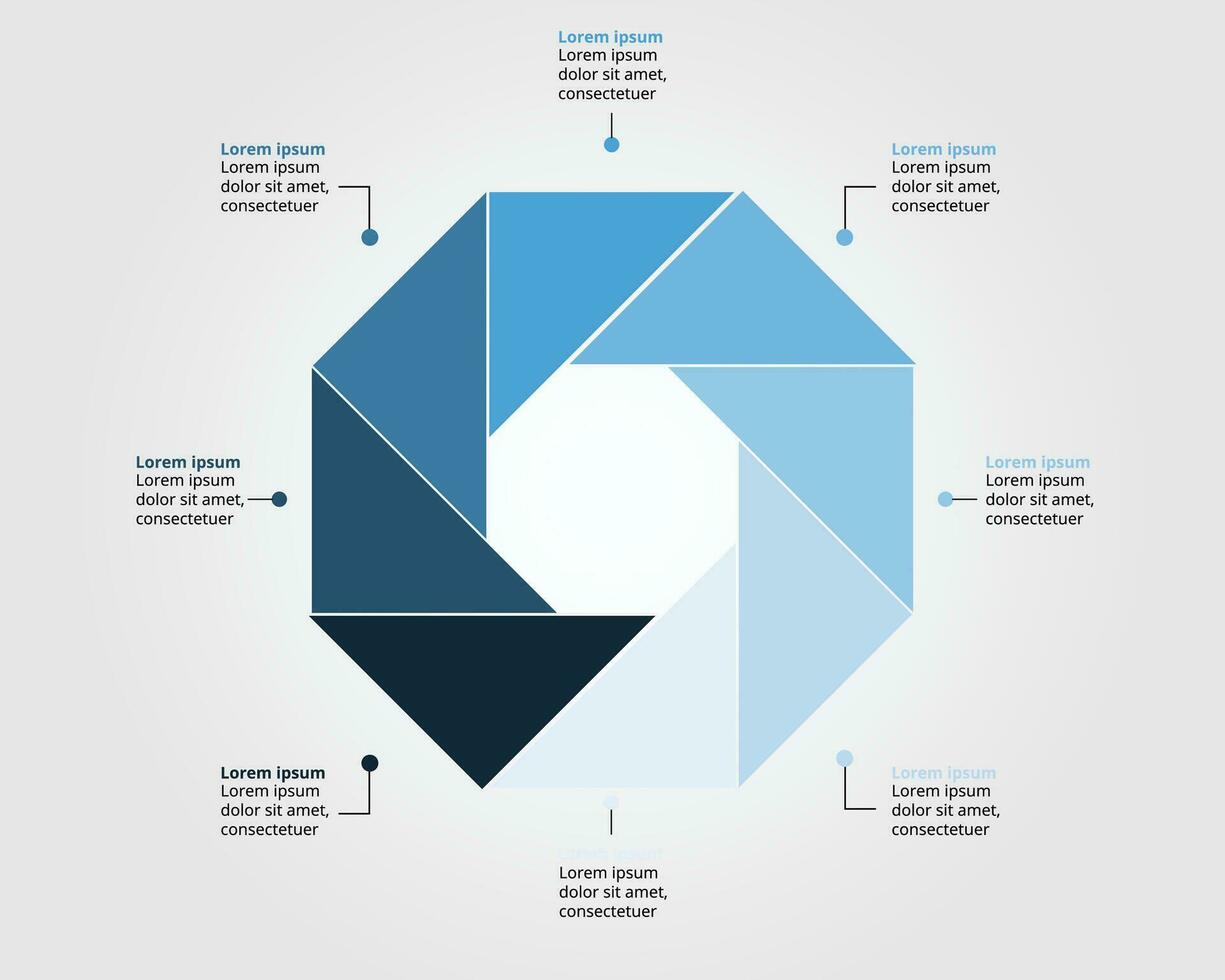 timeline triangle chart template for infographic for presentation for 8 element vector