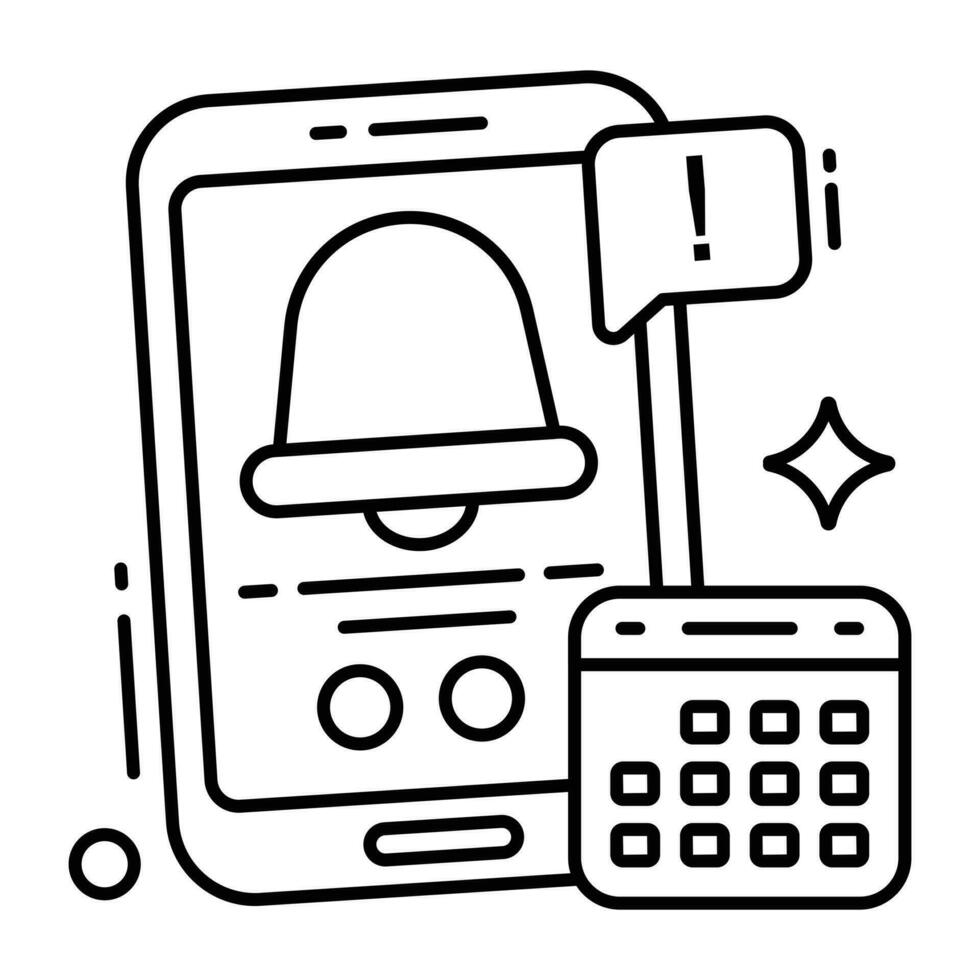 A linear design icon of mobile reminder vector