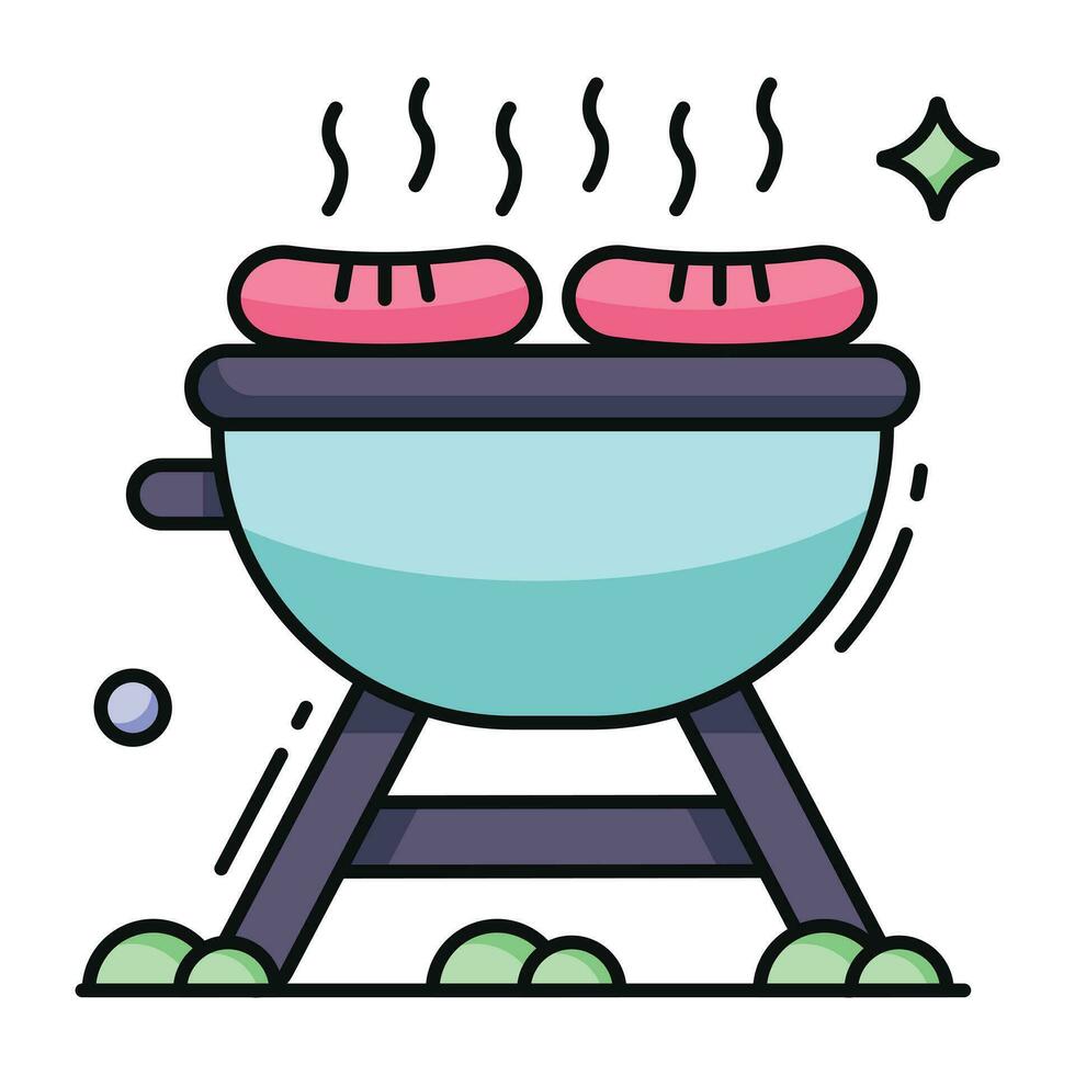 Trendy vector design of bbq stove