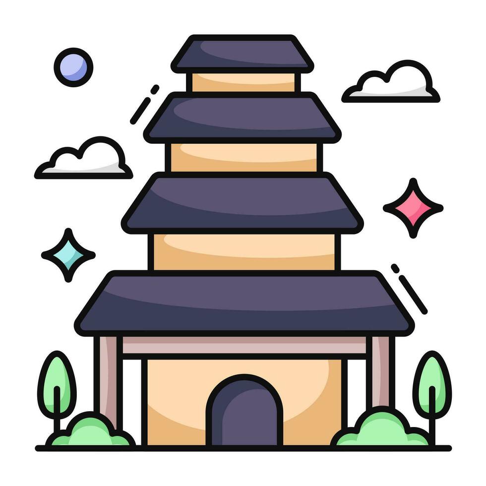 un creativo diseño icono de pagoda vector