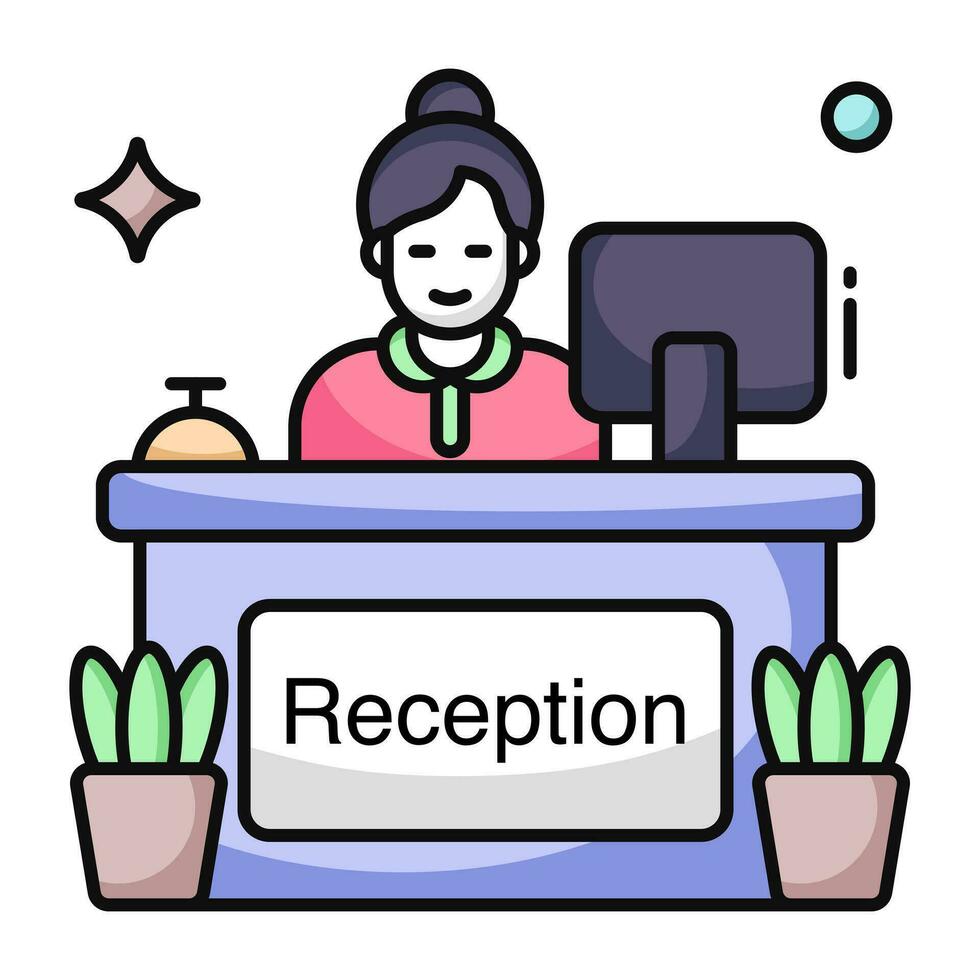 A flat design icon of receptionist vector