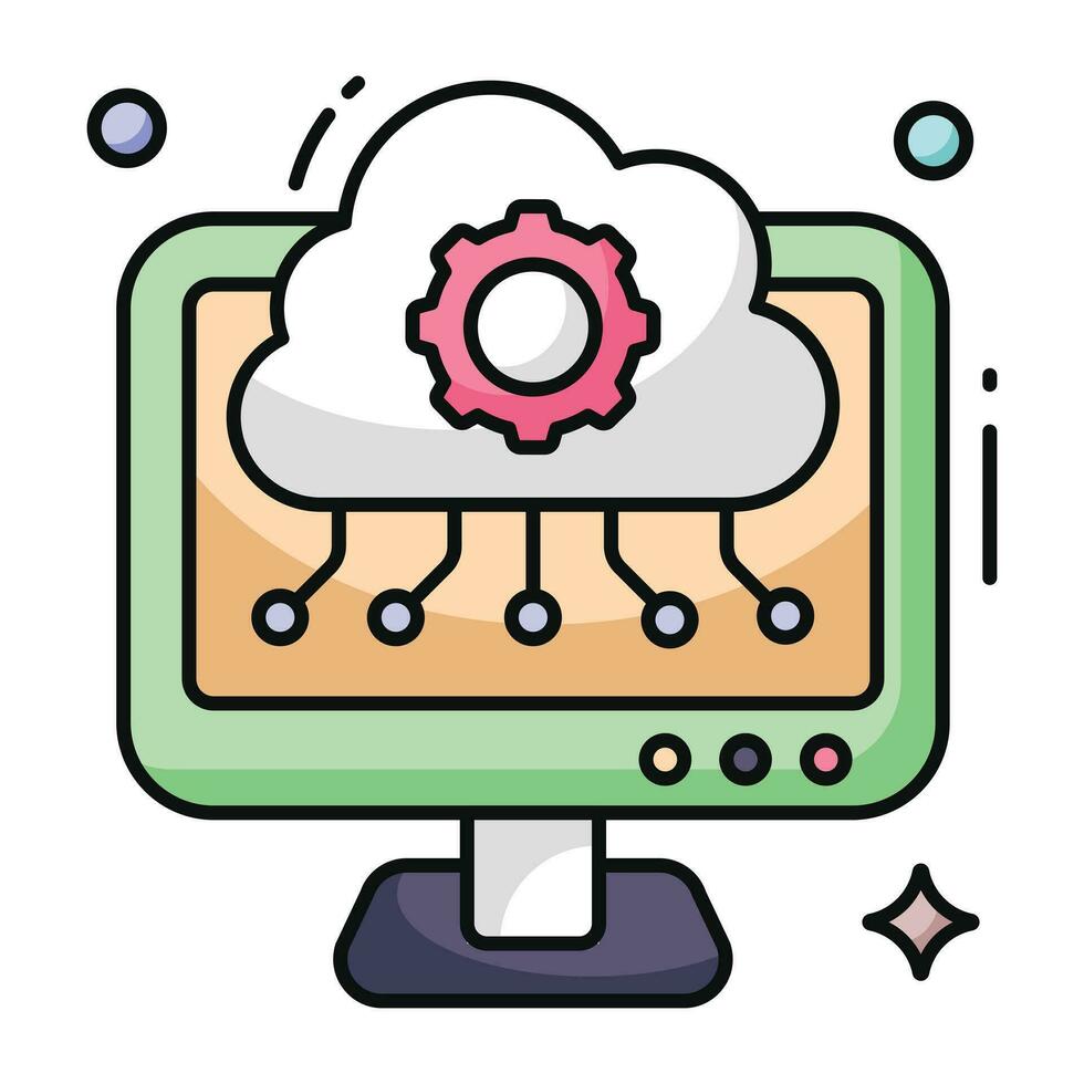 Conceptual flat design icon of cloud setting vector