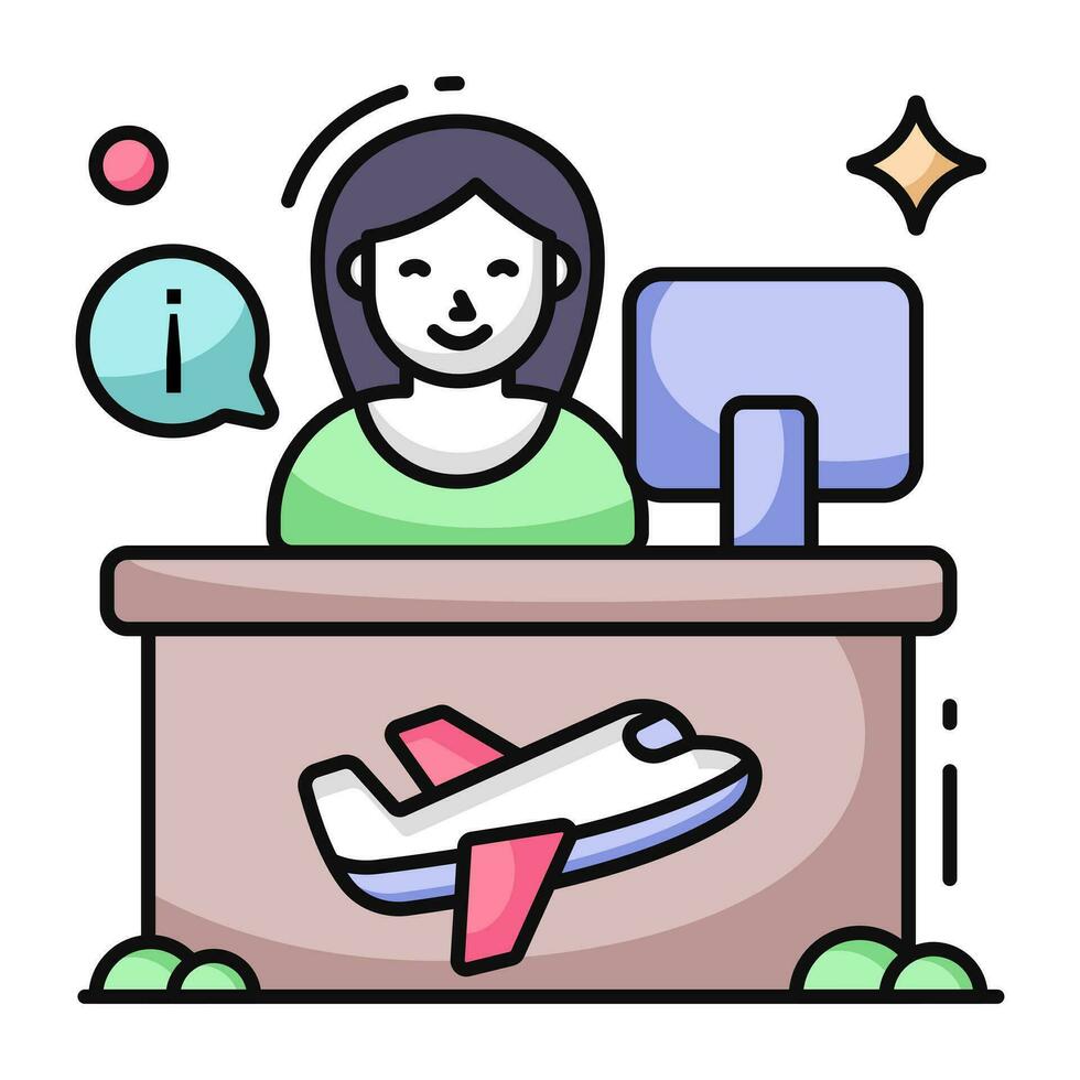 A flat design icon of receptionist vector